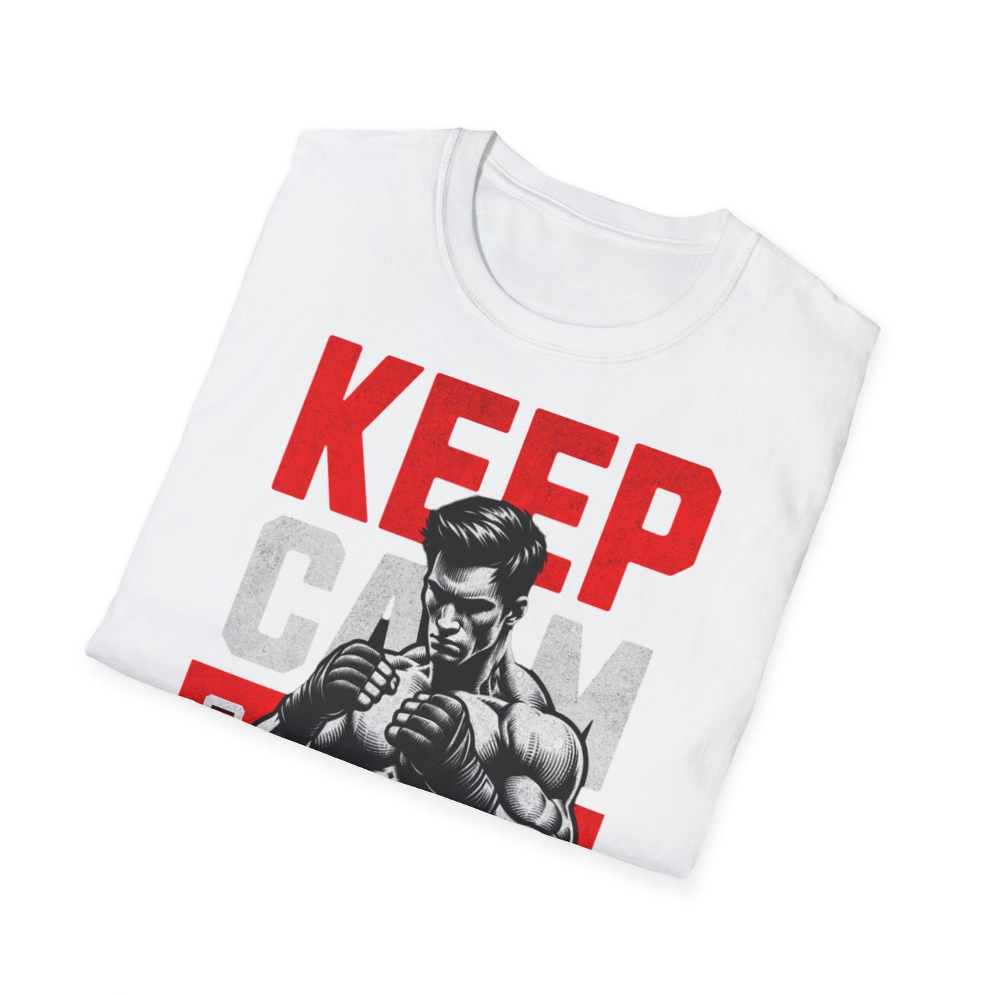 Keep Calm and Fight Unisex Softstyle T-Shirt - Motivational Fitness Tee