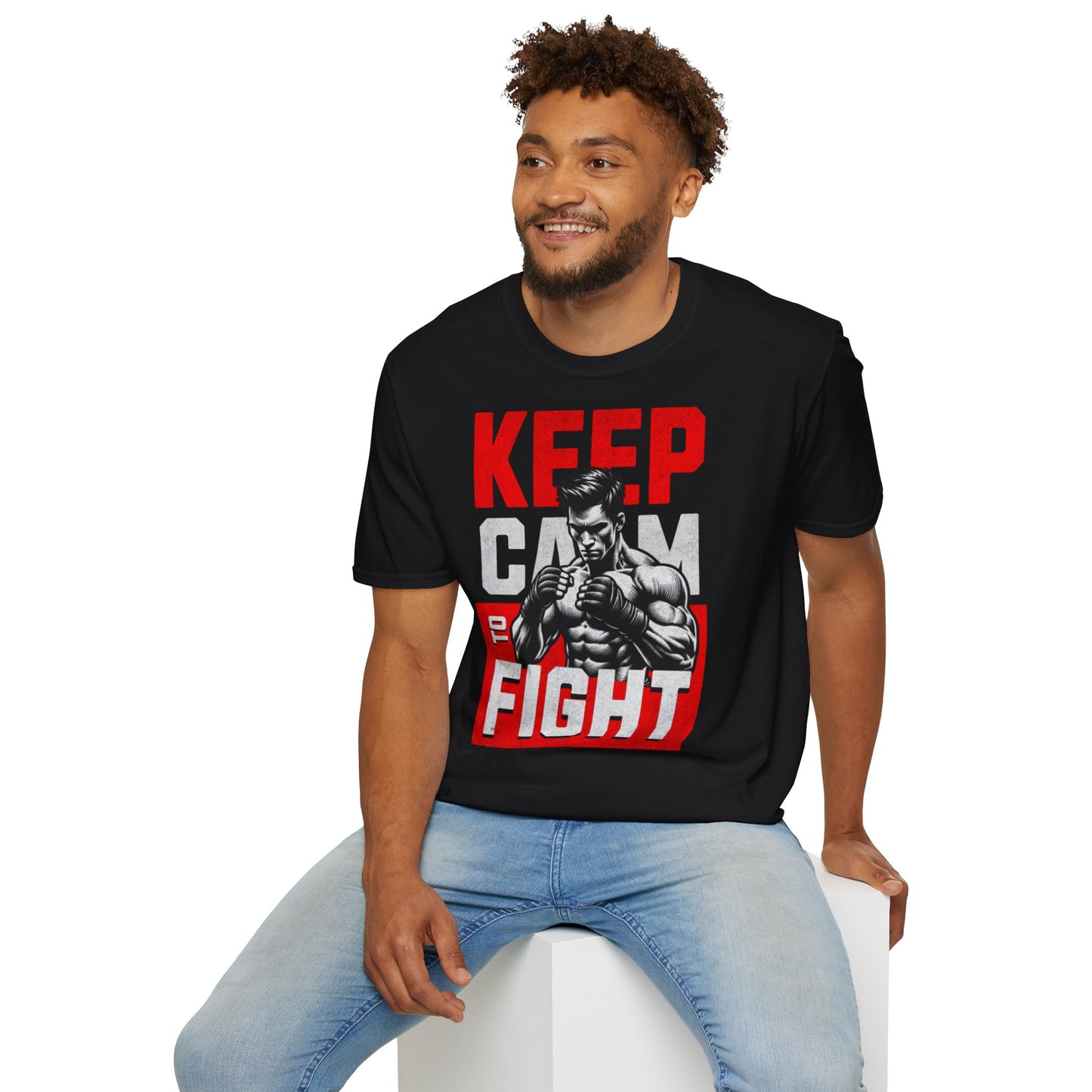 Keep Calm and Fight Unisex Softstyle T-Shirt - Motivational Fitness Tee