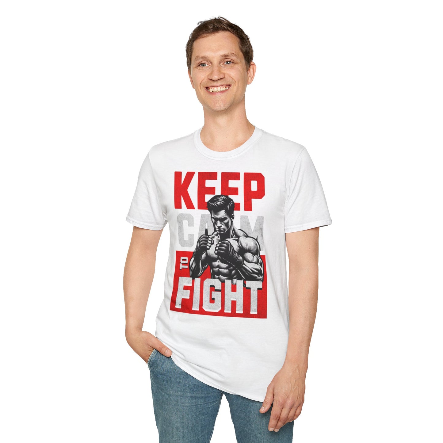Keep Calm and Fight Unisex Softstyle T-Shirt - Motivational Fitness Tee