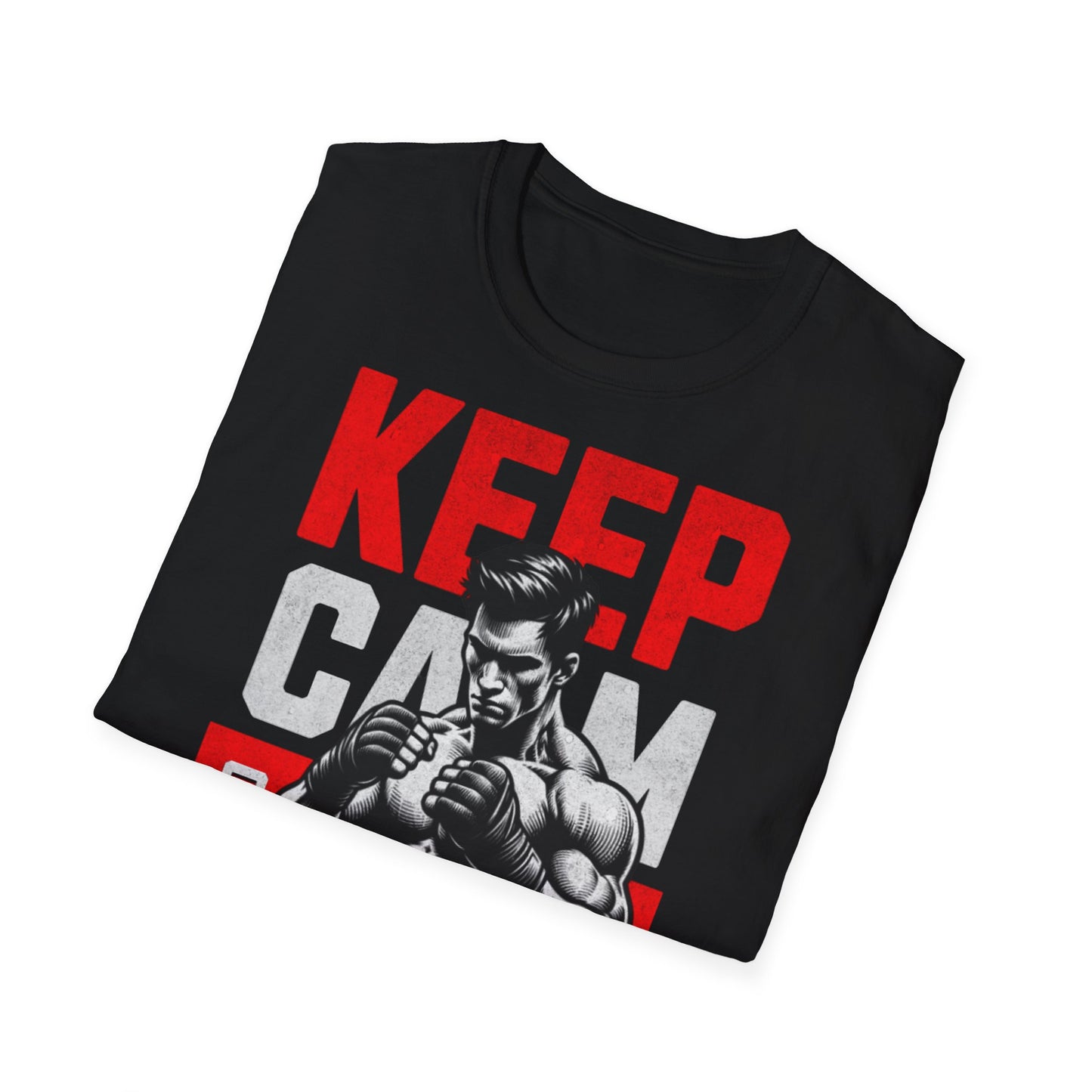 Keep Calm and Fight Unisex Softstyle T-Shirt - Motivational Fitness Tee